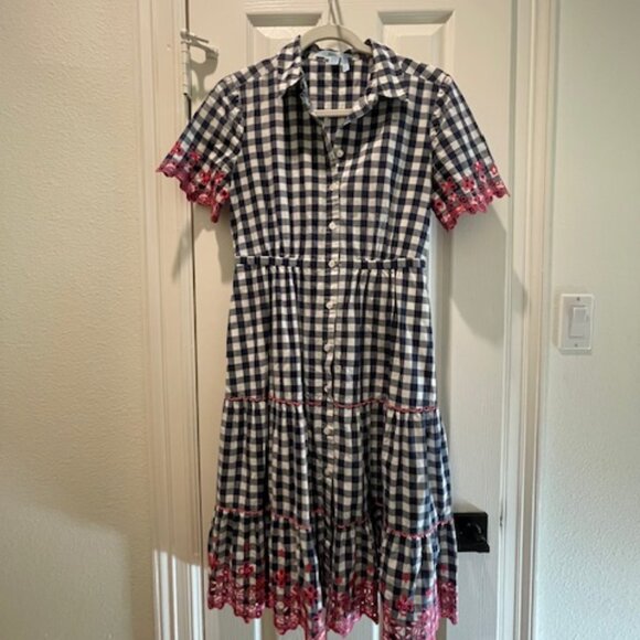 Draper James Dolly Gingham Eyelet Shirt Dress Size 4 - Picture 2 of 8